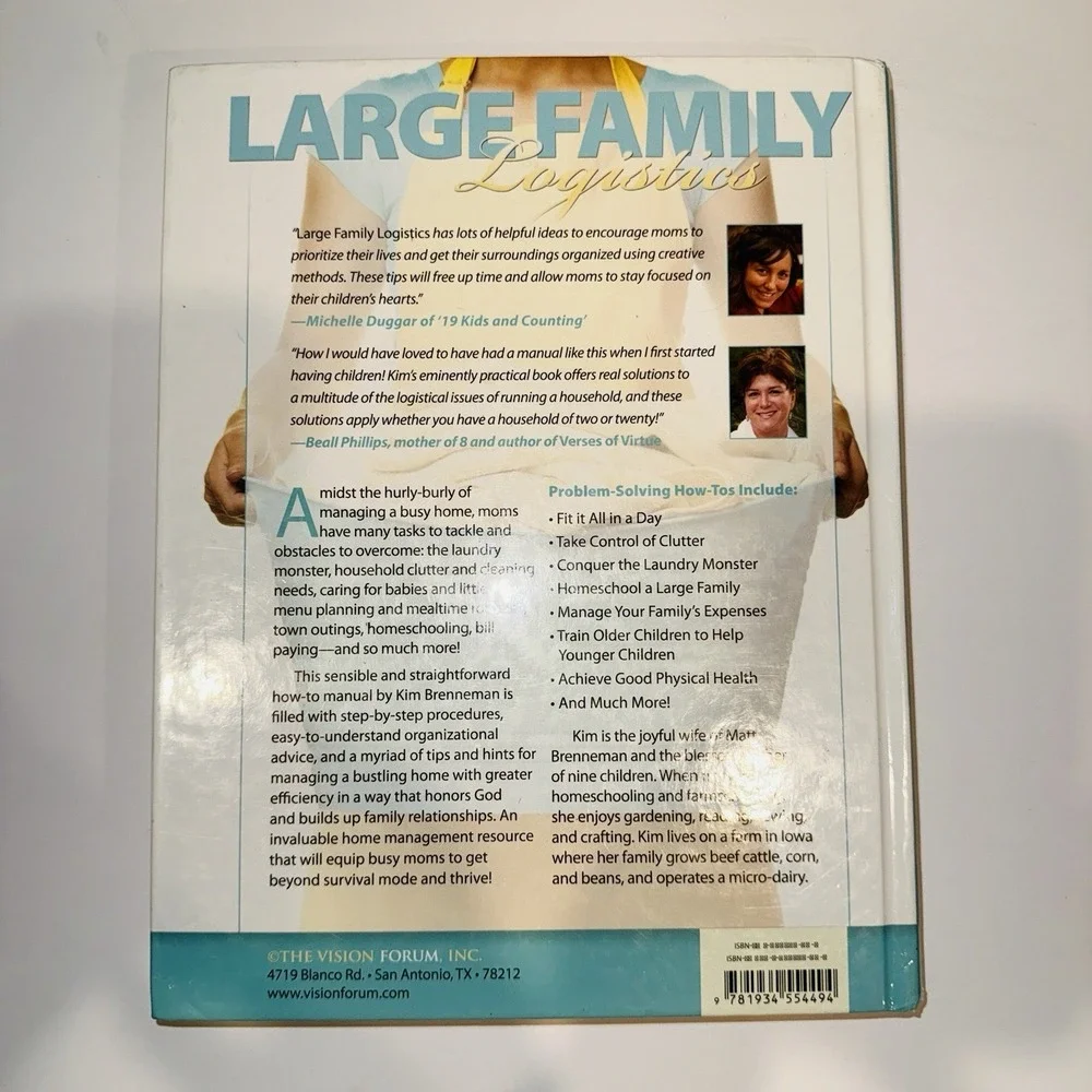 Large Family Logistics Hardcover Kim Brenneman Vision Forum Home Management